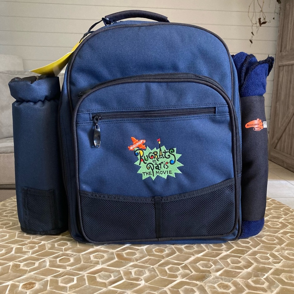 NEW!  Vintage Nicklodeon RUGRATS In Paris Movie Promo Picnic Set Backpack 2000